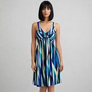 Calvin Klein Vintage Multicolor Striped Sleeveless Dress, Size M